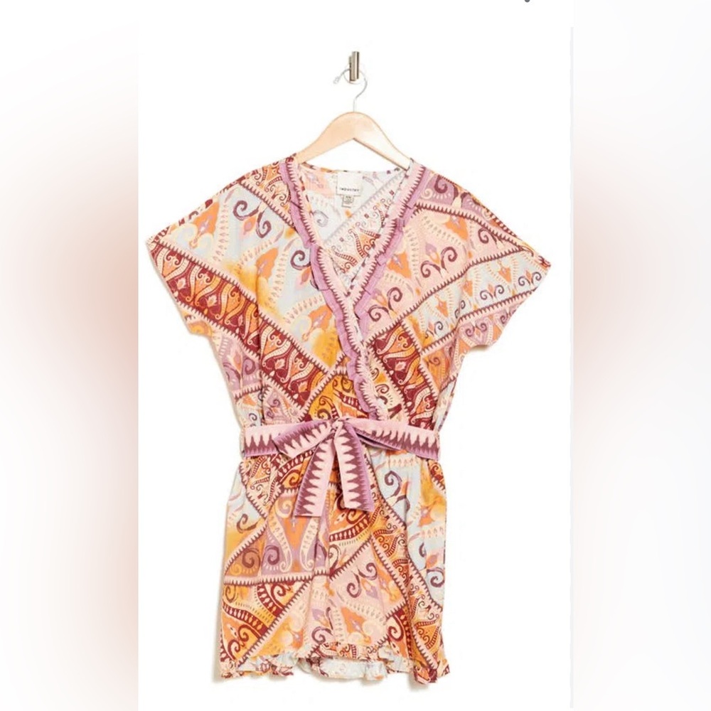 Bohemian Print Jumpsuit in Pink and Orange